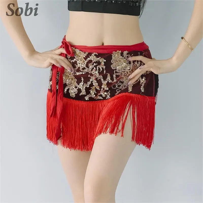 Falda de práctica de baile Oriental para adultos, cinturón con borlas Sexy, bufanda de cadera de danza del vientre de la India, accesorios de danza del vientre, cadena de cintura, nuevo