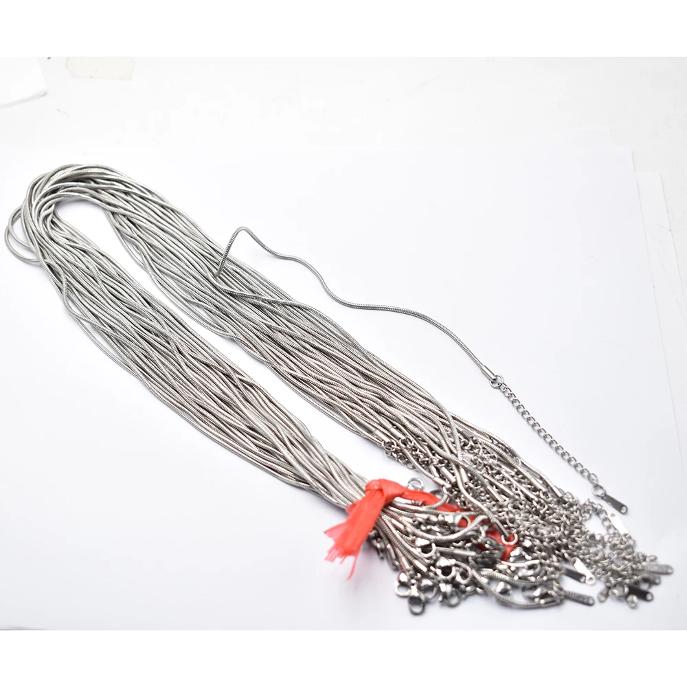 

Оптовая продажа, 1,5 мм, нержавеющая сталь, цепочка в виде змеи, ожерелье, веревка 45 см + 5 см, цепочка с застежкой-лобстером, DIY ювелирные аксессуары, 50 шт./лот