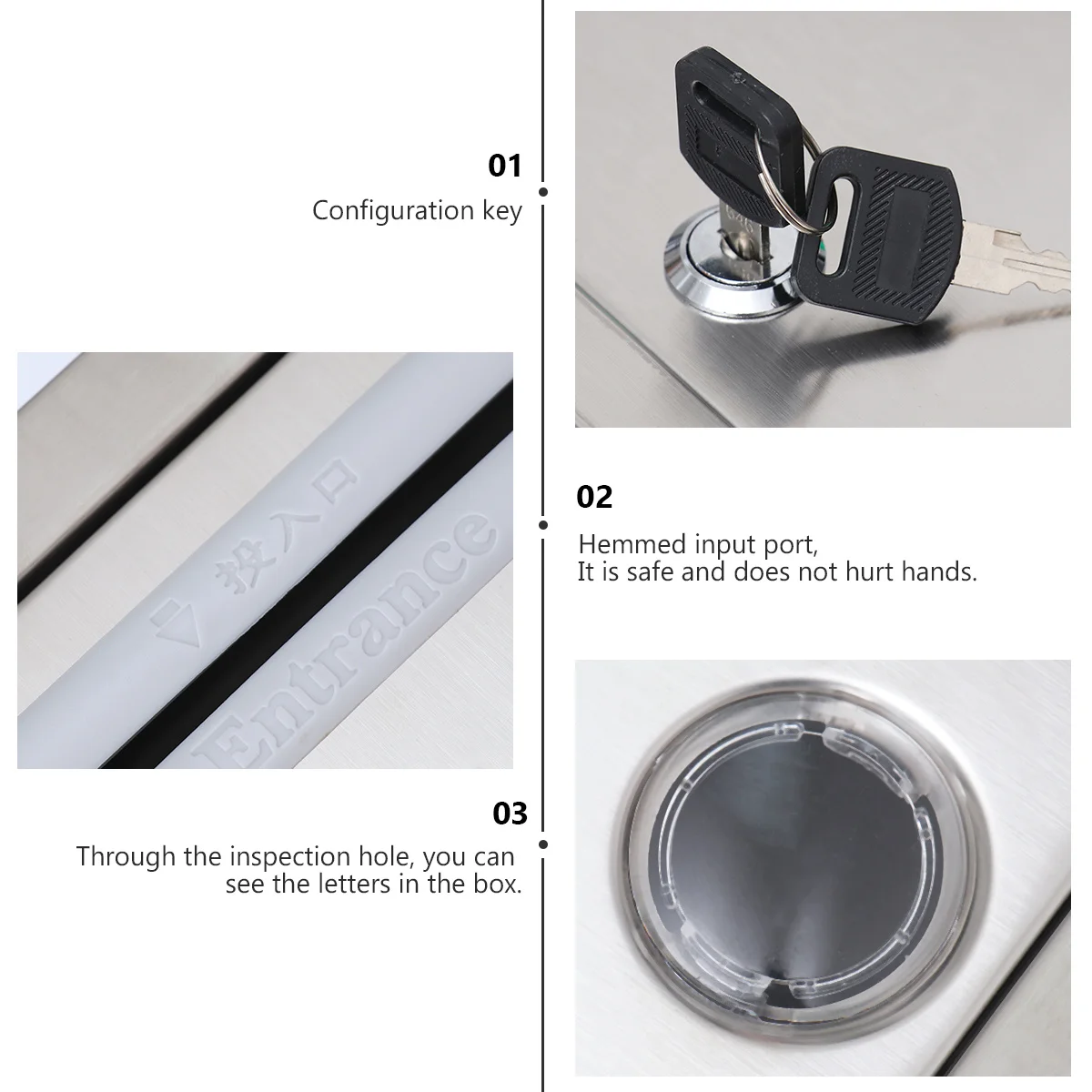 

Small Stainless Steel Mailbox Durable Waterproof Retro Design Four Holes Wall-Hung Suggestion Complaint Box for Company