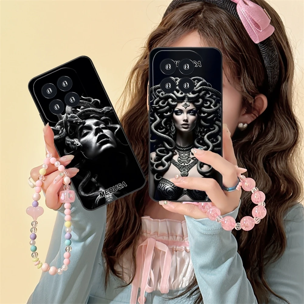 Medusa Snake Painting Mobile Cell Phone Case for Xiaomi 14 13 12 11 10 9 T Ultra Lite Pro S SE X 5G Black Soft Phone Cover Shell