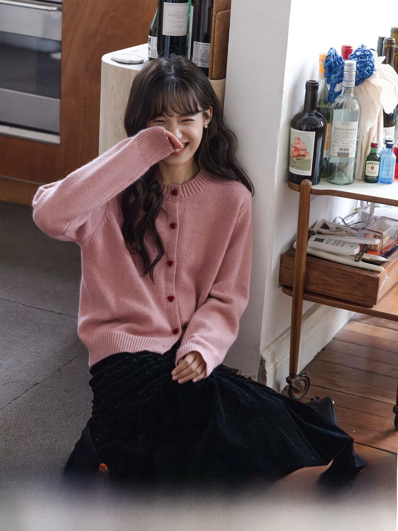 

Women's Heart-aped Button Knitted Sweater Coat Winter Early Spring Fine Wool ort Size Cardigan Warmth Heating Long Sve