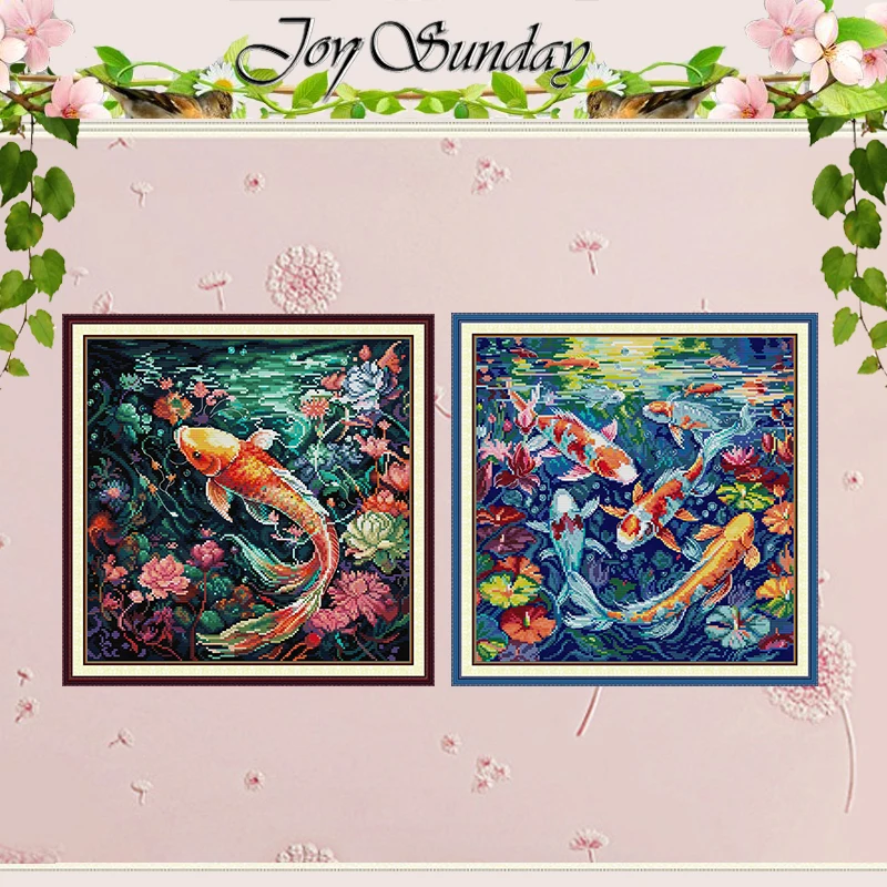 Koi Carp Patterns Counted Cross Stitch Set DIY 11CT 14CT 16CT Stamped DMC Cross-stitch Kit Embroidery Needlework Home Decor