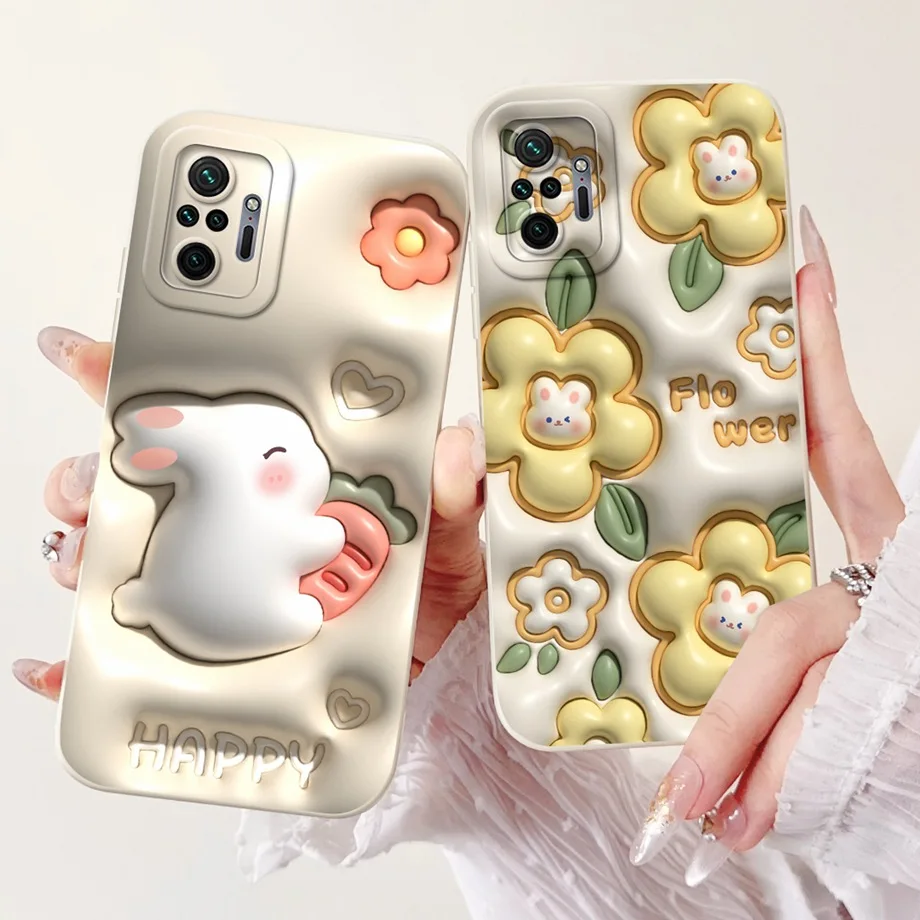 For Xiaomi Redmi Note 10 10S 10 Pro Case Soft Silicone Capa Goothic Style Cartoon Panda Flower Back Cover For Mi Note 10 Lite