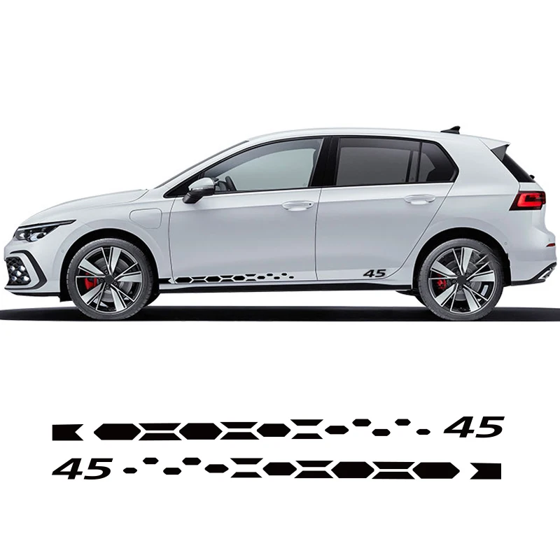 2 Pcs GTI Clubsport 45 Style Door Side Stripes Skirt Sticker For VW Volkswagen Golf 8 MK8 2020 2021 2022 R Line Estate GTD GTE