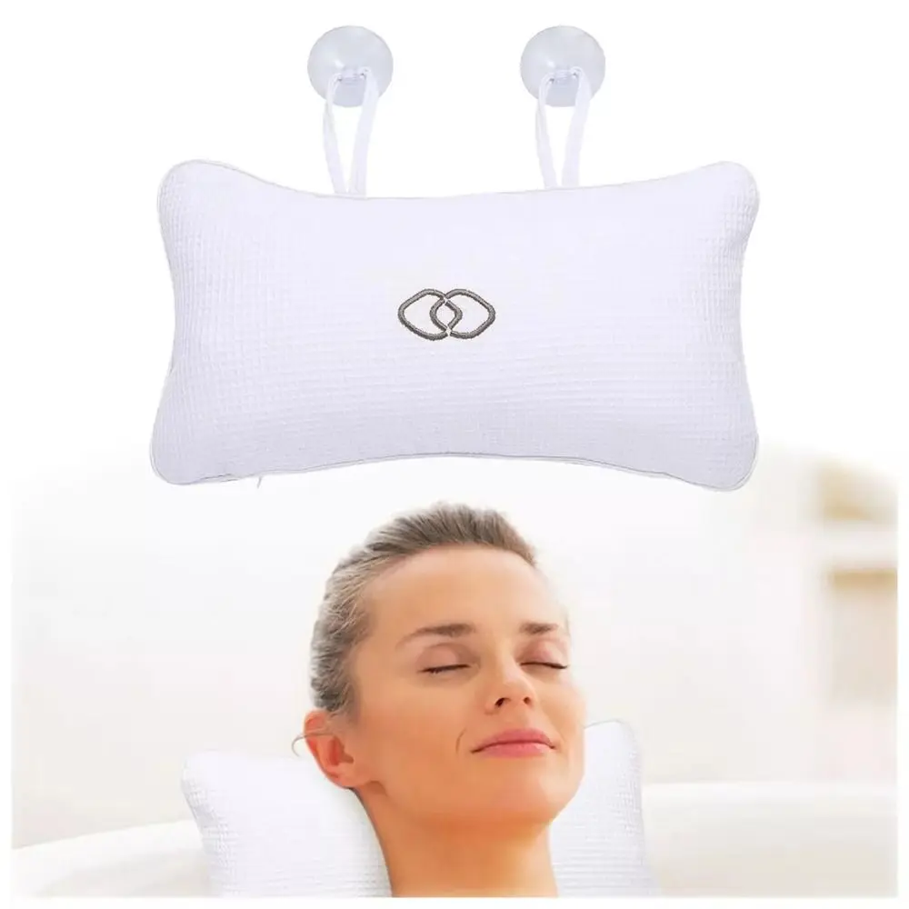 Comfort Non Slip Bathtub Pillow with Suction Cup Headrest Neck Pillow Massage Soft Headrest Home Spa