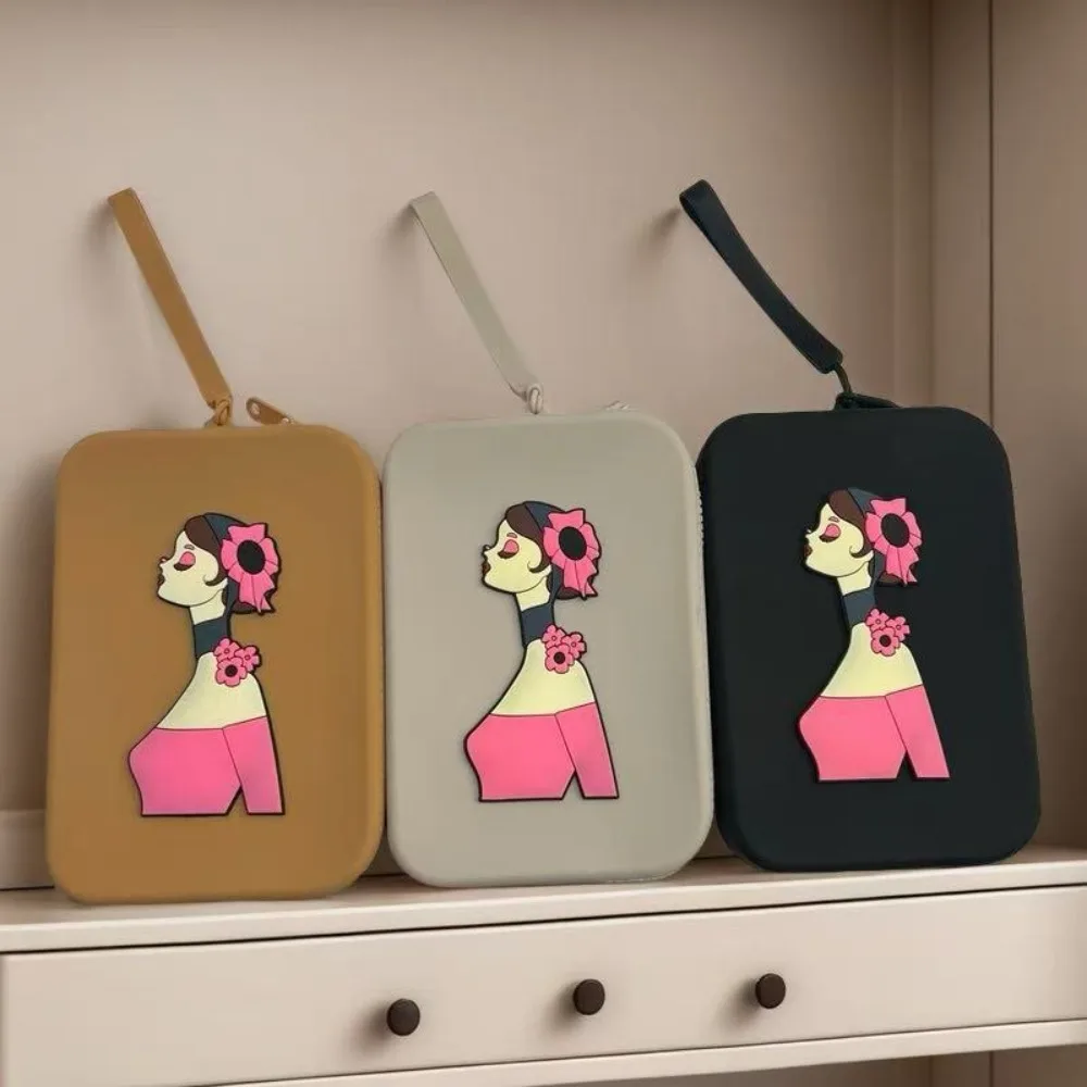 

Creative Cartoon Silicone Storage Bag Square Large Capacity Lipstick Cosmetic Bag With Zipper Washable Makeup Pouch Women