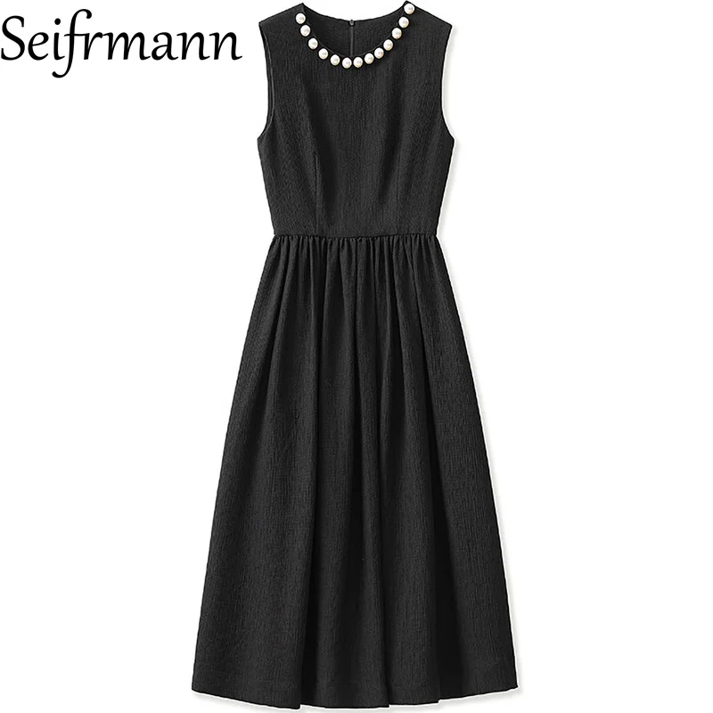 Seifrmann – robe mi-longue sans manches pour femmes, couleur unie, Slim, longue, élégante, vêtements de soirée en boîte de nuit, nouvelle collection printemps été 2025