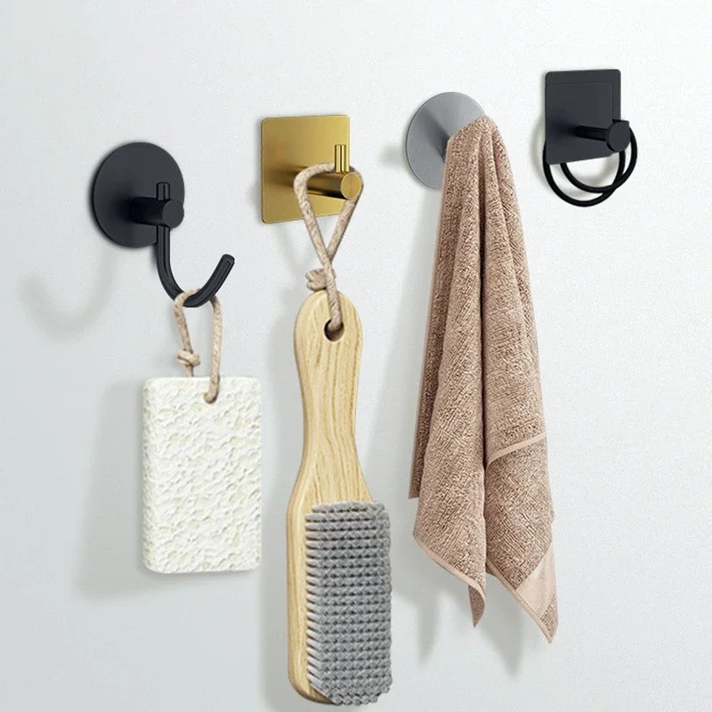 1PC Self Adhesive Wall Hooks Door Key Holder Clothes Coat Hanger Bathroom Towel Holder Kitchen Storage Rack Shelf Bag Organizer