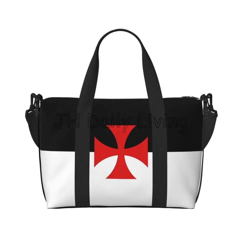 

Knights Templar Flag Hand Travel Duffle Bag Red Cross Mason Flag Weekender Overnight Handbags Waterproof Carry on Luggage Bag