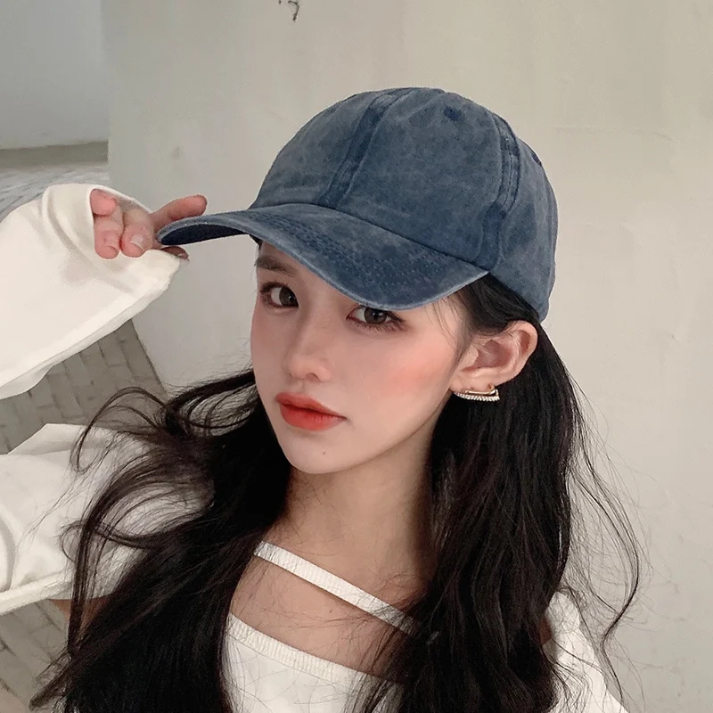 New Baseball Caps for Women Summer Ponytail Baseball Cap Hats Men Baseball Cap Cotton Outdoor Simple Vintage Visor Casual Cap