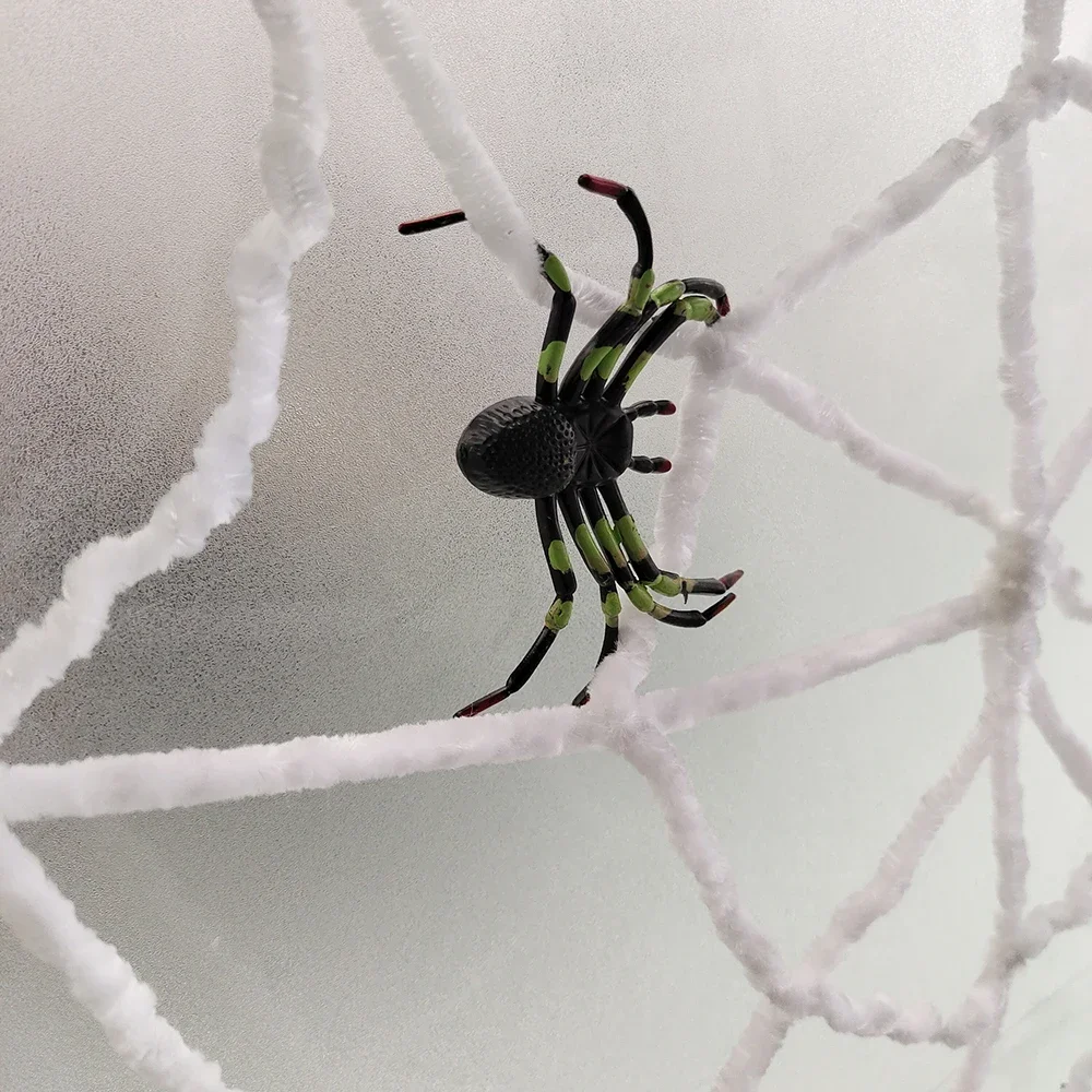 Toile d'araignée artificielle pour Halloween, 1 pièce, ornements de Cosplay en peluche, toile d'araignée blanche pour bricolage, fournitures de décoration de fête d'halloween