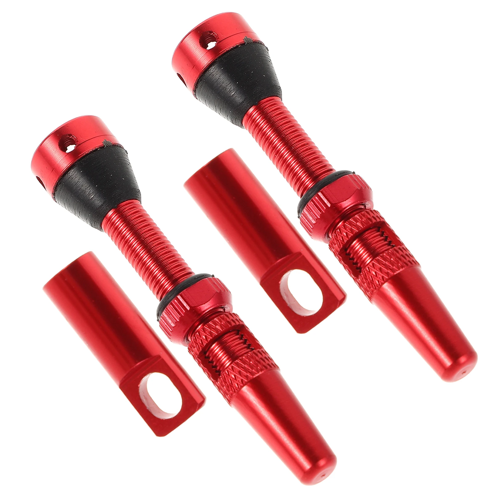 

2pcs Bicycle Valve Stem Replacement Kit Aluminum Alloy French Vacuum Valves Tubeless Tire Adapter Red Color Lightweight Durable