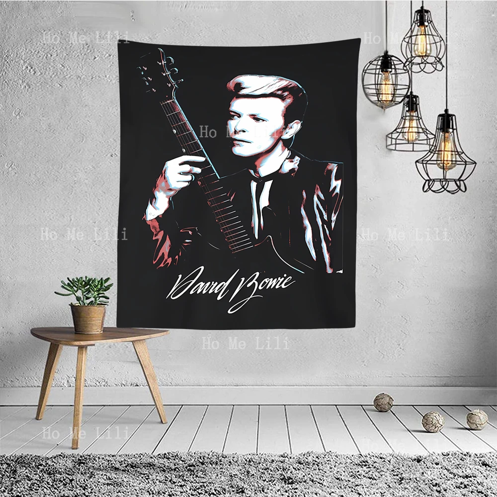 Bowie And Guitar Reflect Vision Golden Years Lets Dance Tapestry Wall Hanging For Bedroom Livingroom Modern Design Tapestries