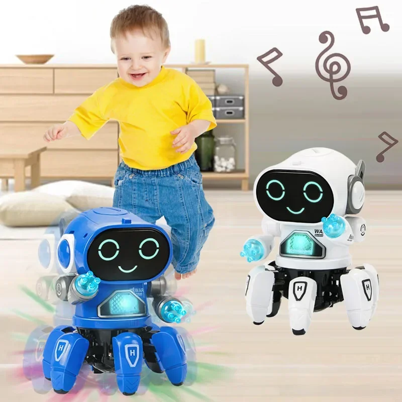 Crianças brilho música brinquedo educativo animal de estimação elétrico bonito led luz musical dança robô bebê aprender a escalar brinquedo crianças presente aniversário