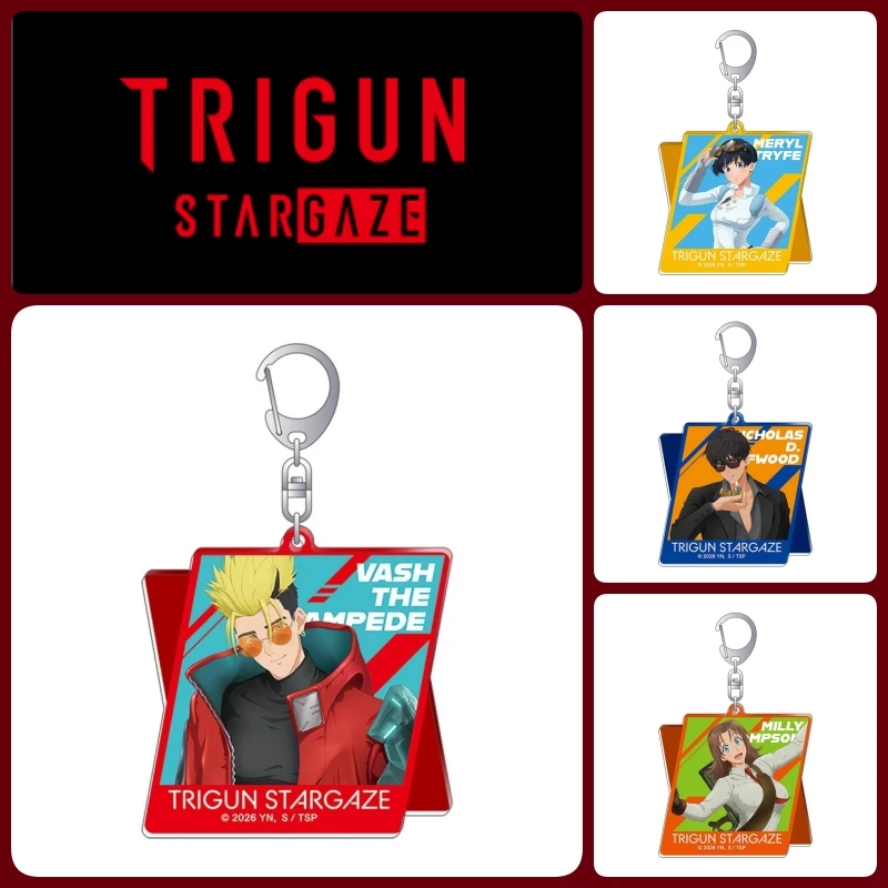 Llavero Acrílico de Anime Trigun Stargaze, Colgante de Personajes de Dibujos Animados como Vash the Stampede, Meryl Stryfe, Nicholas D. Wolfwood, Regalos