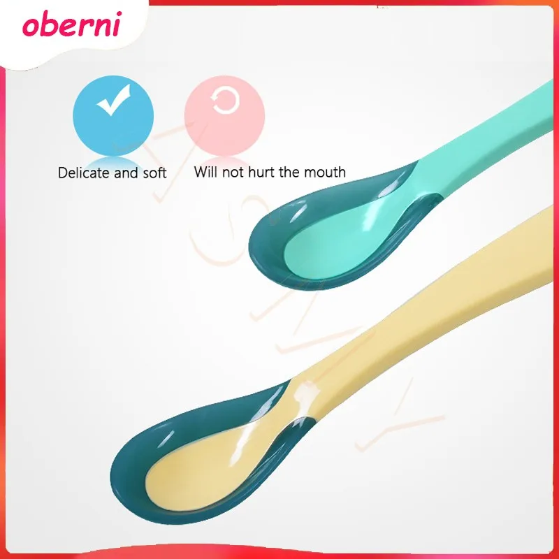 Oberni Baby temperature-sensitive spoon / baby eating auxiliary feeding water anti-scalding spoon / silicone spoon / tableware