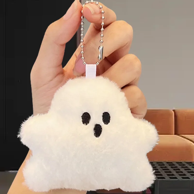 1/2pcs Cute White Plush Ghost Keychain School Bag Pendant Doll Cute Plush Bag Hanging Doll Key Chains Children Gift Accessories