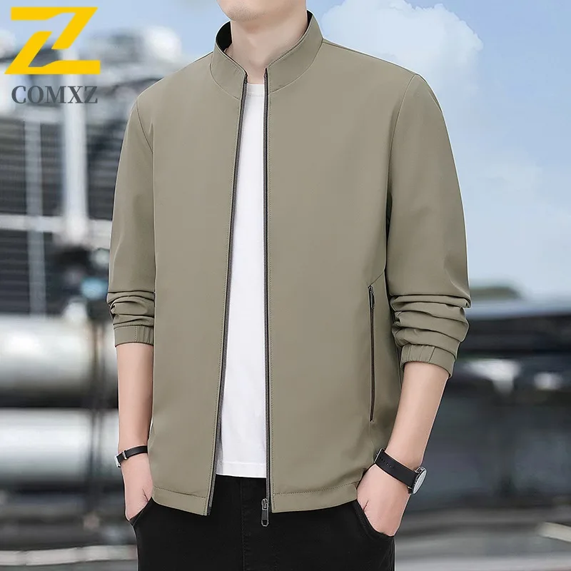 

COMXZ Luxury Elegant Mens Jacket Stand Collar Outdoor Working Comfortable Coat Business Casual Lightweight Spring Autumn Clothes