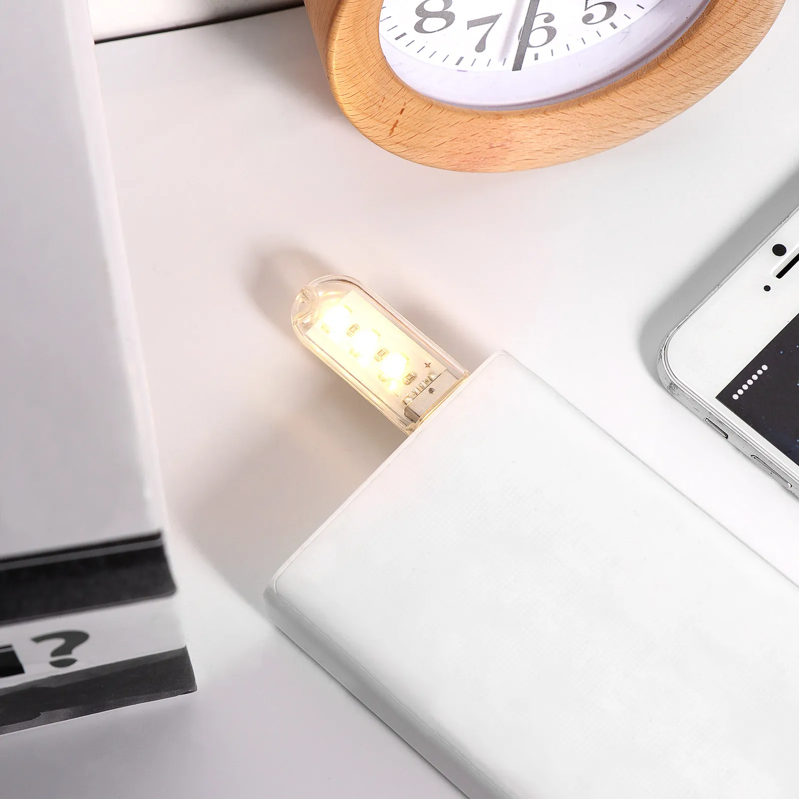 2Pcs LED Night Light Mini Portable USB Lamp Saving Design for Reading Outdoor Camping Keychain Book Light