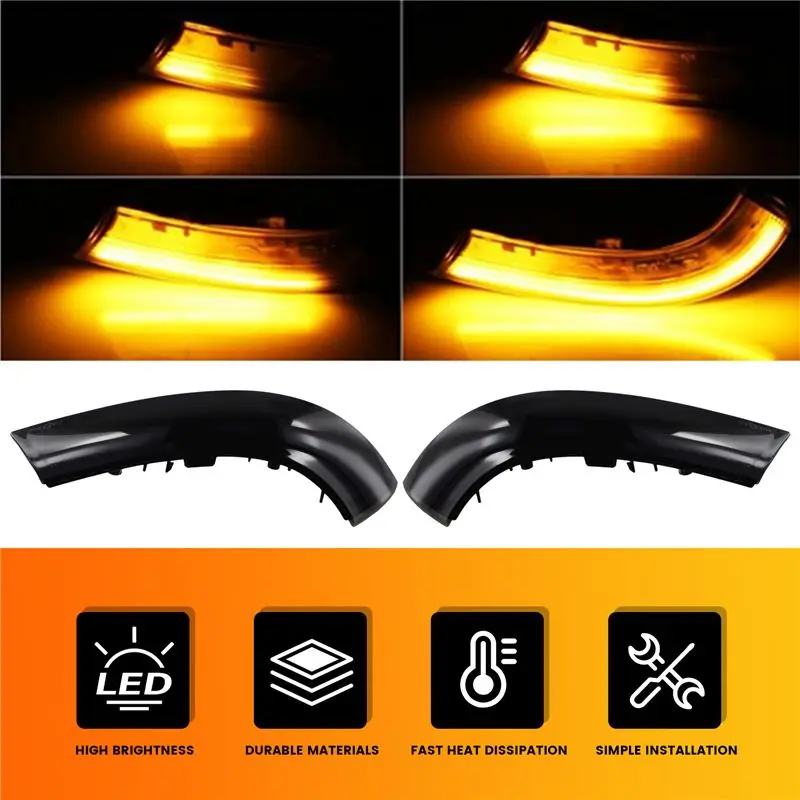 2Pcs Dynamic Blinker For VW Golf 5 Jetta Mk5 Passat B5.5 B6 Eos LED Turn Signal Mirror Indicator Light-A28K