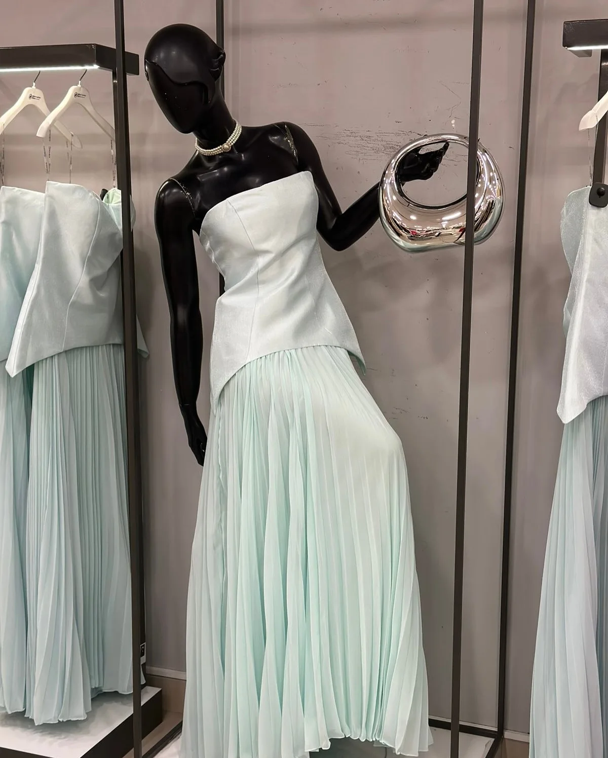 Elegant Real Image Royal Blue Long Formal Dresses Satin Top And Pleated Chiffon Skirts Women Party Dress