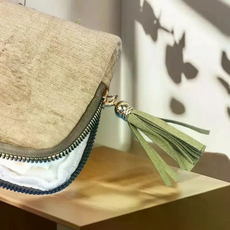 Unique Large Jewelry Travel Bag with Tassel Pendant; Zipper Closure, Optimal for Crystal Bracelet Storage