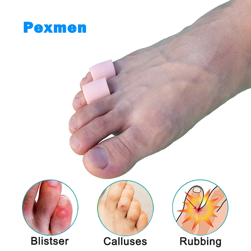 Pexmen 2 pezzi Pinky Toe Protector Open Toe Sleeve Gel Toe Caps Covers per la perdita delle unghie dei piedi calli vesciche calli e dita dei martelli