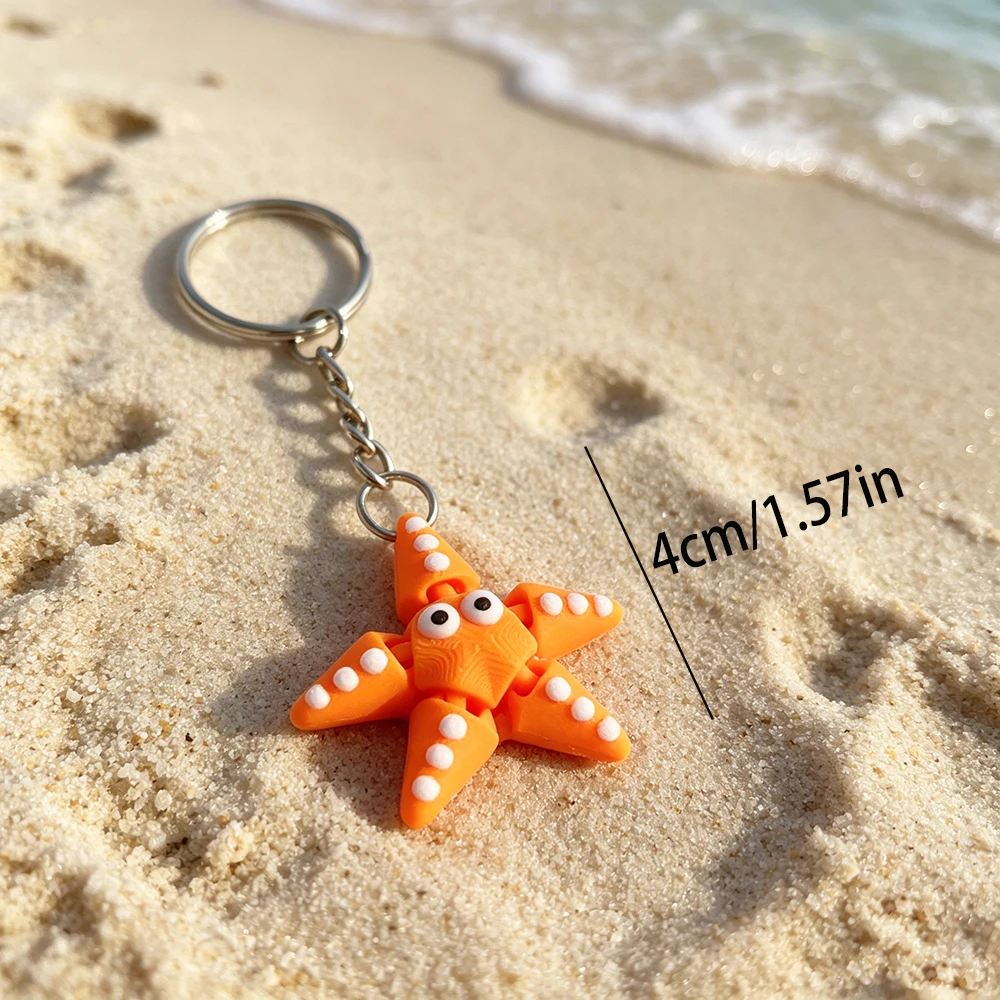 3d Printing Cute Starfish Keychain Fantasy Theme Design, Movable Backpack Pendant, Mobile Phone, Car, Etc