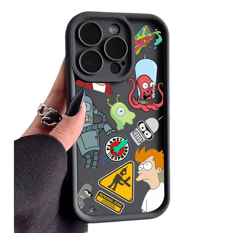 Amine Cute F-Futurama Sky Eye Stairs Soft Silicone Phone Case For Apple iPhone 12 13 Mini 11 14 15 16 Pro Max 7 8 Plus