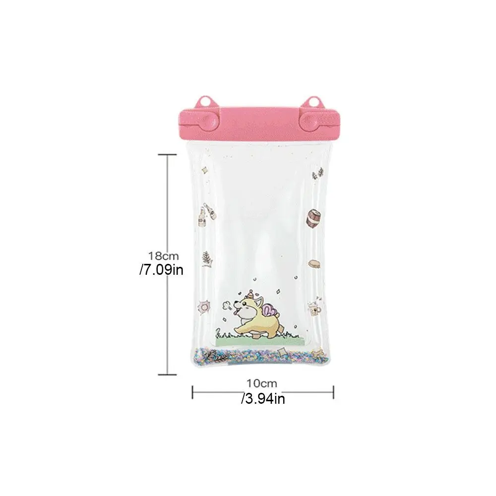 الكرتون حقيبة الهاتف مقاوم للماء العائمة شاشة تعمل باللمس وسادة هوائية الغطاء الواقي مختومة الحبل السباحة حقيبة التخزين