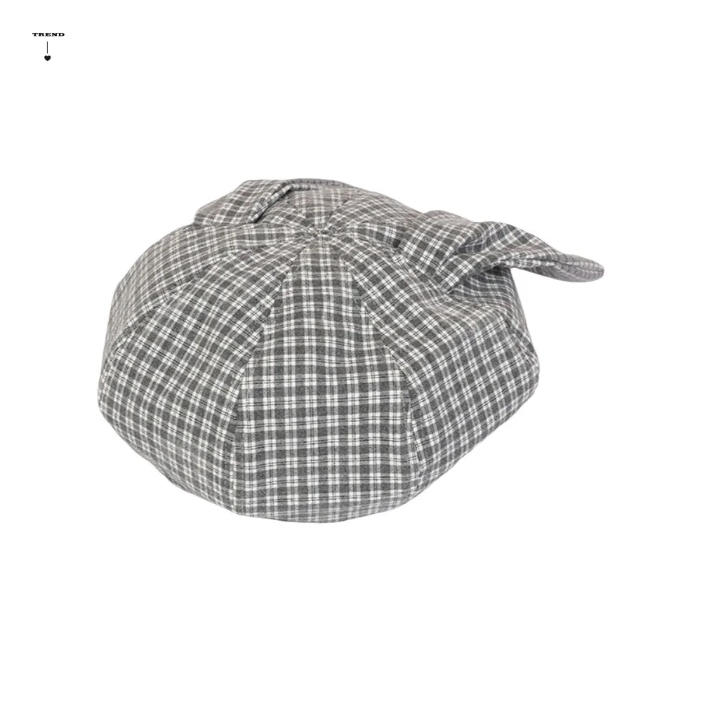 chapeu-octogonal-estilo-coreano-com-orelhas-de-coelho-bone-de-pintor-versatil-para-primavera-protecao-solar-poliester-xadrez-boina-diaria-para-cabecas-grandes