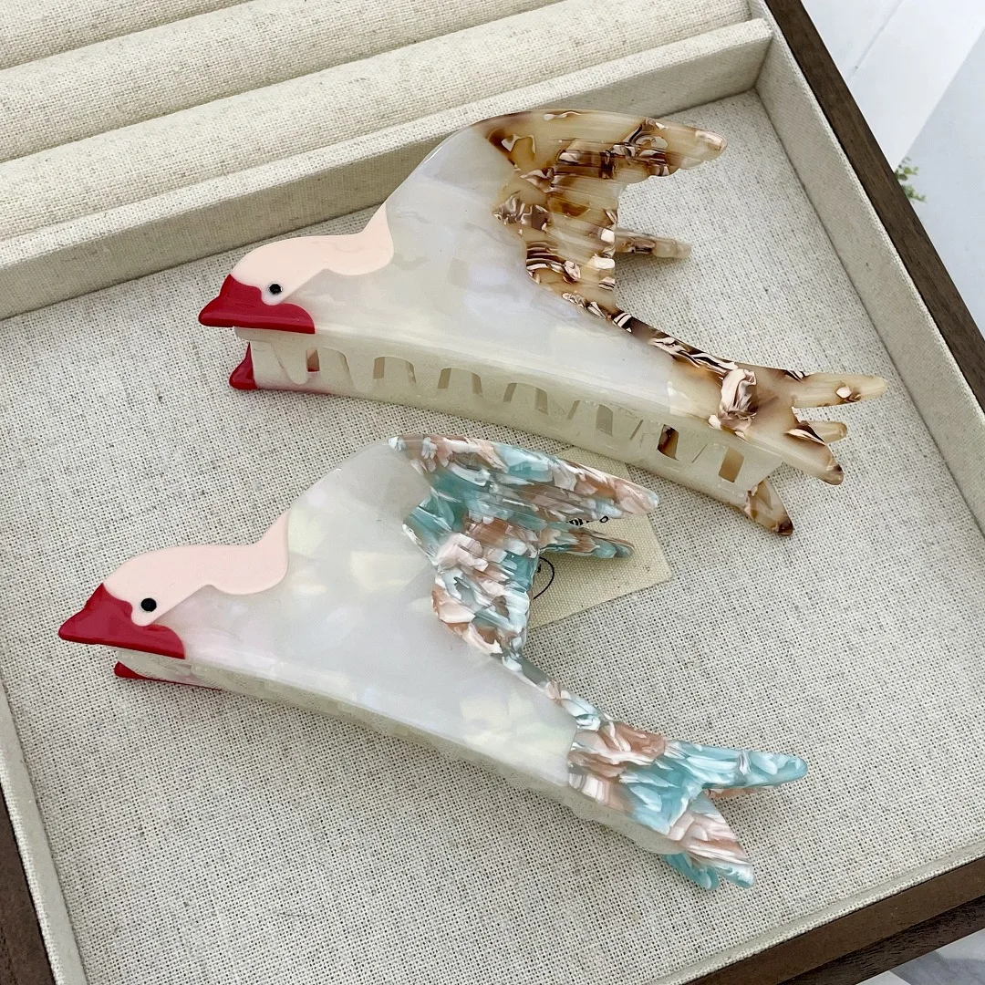 

Trendy Acetate Swallow Shape Hair Claw Clip For Woomen New Colorful Bird Shark Fixed Hairpin Barrettes Accessories Tool Headwear