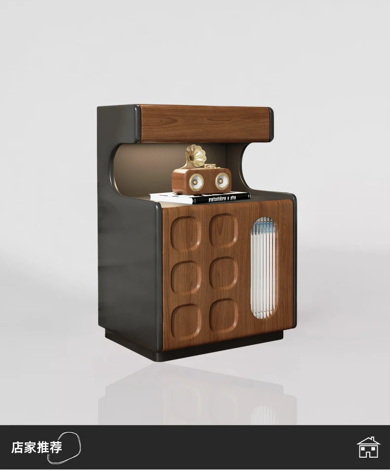 

Bedside table safe integrated household bedroom solid wood multi-functional simple retro storage side table furniture bedroom