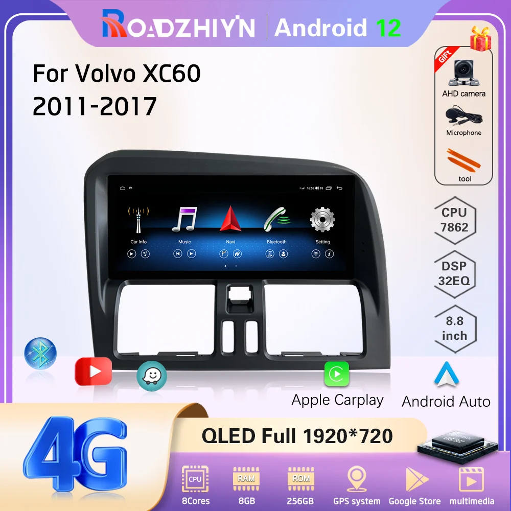 

8.8inch Car Multimedia Video Player For Volvo XC60 2011-2017 GPS Navigation Android12 8+256G Radio stereo Carplay 4G 360Camera