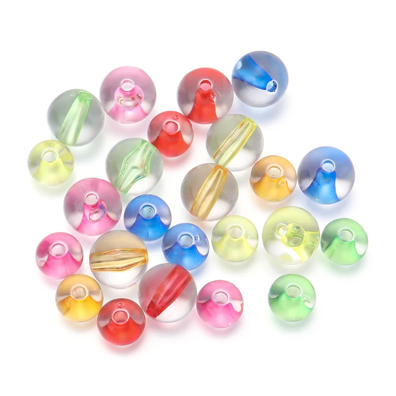 50/100 pcs/lot Acrylic Round Beads Colorful Marbles Spacer Beads For Diy Jewelry Making Necklace Bracelet  Accessories