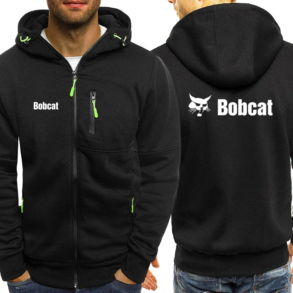 

2024 Bobcat Heavy Equipment Men's New Hoodies Slim Fit Hooded Sweatshirts Outwear Warm Coats Jacket Zipper Up Casual Coats Tops