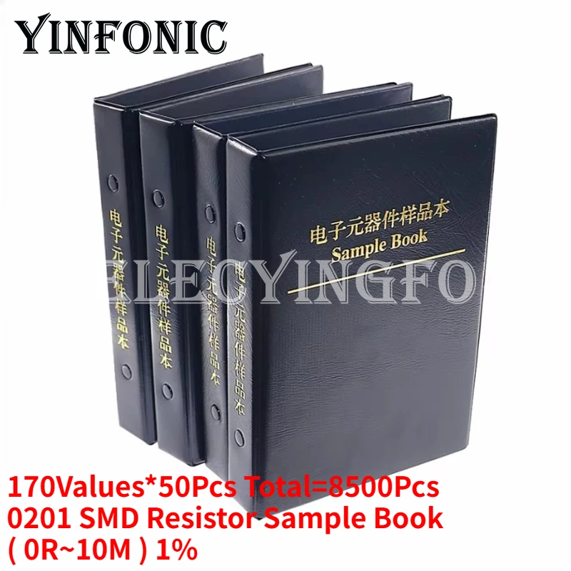 

170Values*50Pcs Total=8500Pcs 0201 SMD Resistor Sample Book 1% ( 0R~10M ) Chip Resistor Assorted Kit