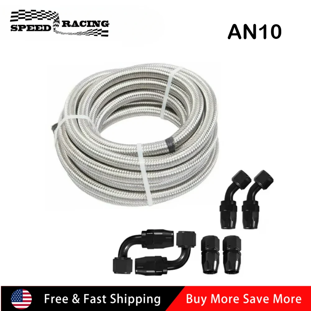 

3,05 м 10 футов CPE нейлоновая оплетка топливопровода с 10 фитингами AN6 AN8 AN10 комплект конца шланга