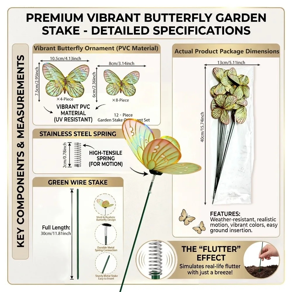 Colorful Butterfly Stakes Lifelike Dreamlike Simulation Butterfly Ornaments Plant Plug Multi-purpose