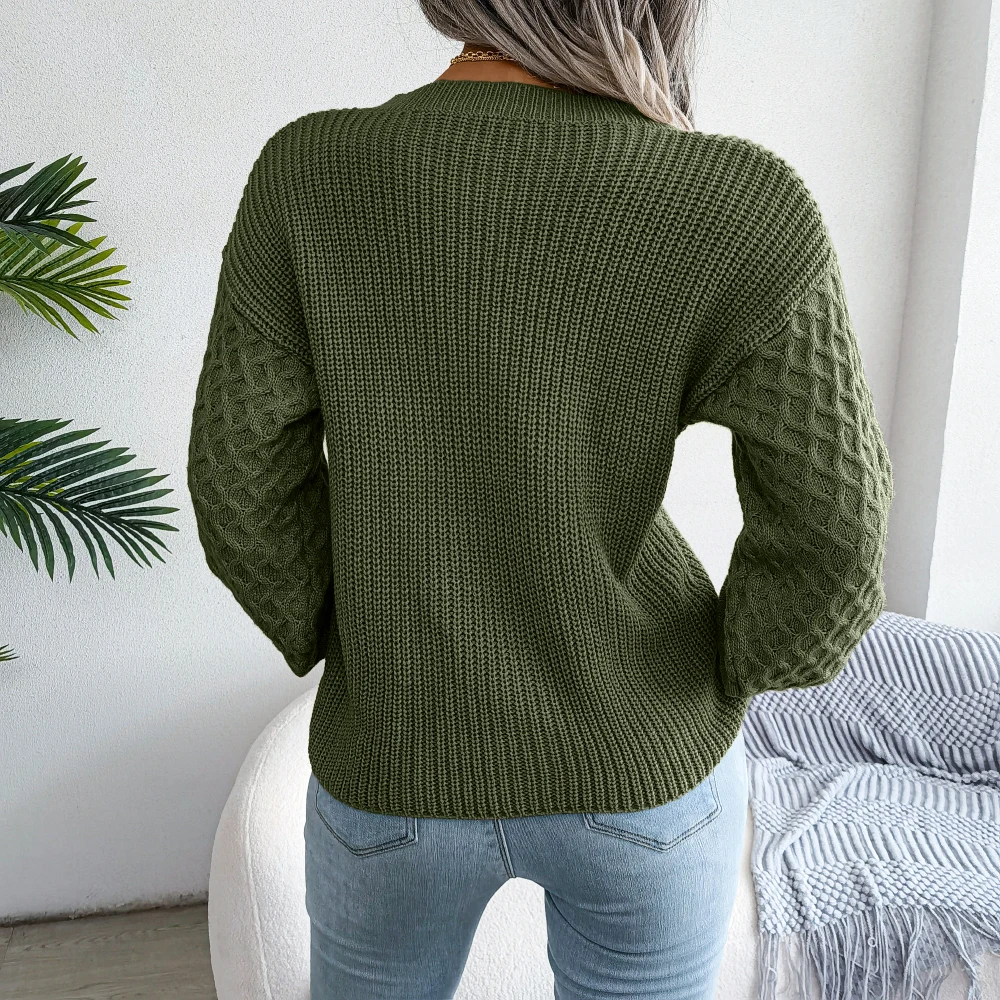 Women Casual Lantern Long Sleeve Knitted Pullovers And Sweaters Autumn Winter 2023