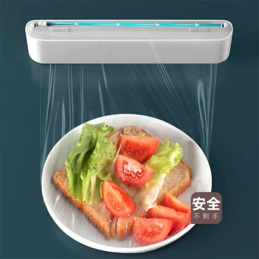 Magnetic Cling Film Wrap Dispenser Plastic Wrap Cutter Food Wrap Dispenser Kitchen Tool Non-toxic Baking Paper Cutter kitchen