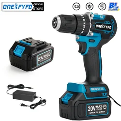 3 in 1 Brushless Cordless Electric Impact Drill Hammer 10mm 20+2 Torque Electric Screwdriver Power Tools for Makita 18V Battery