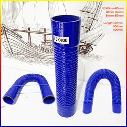 ID60-85MM Universal Car Silicone Flexible Hose Radiator Tube Pipe For Air Intake High Pressure High Temperature Blue
