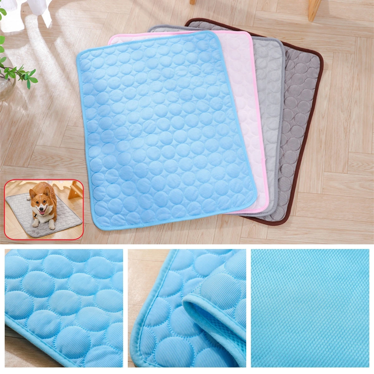 1Pc Pet Cooling Mat Pet Sofa Floor Spring Summer Ice Silk Pad Dog Cat Durable Ice Pad Blanket Pet Accessories 6 Sizes 4 Colors