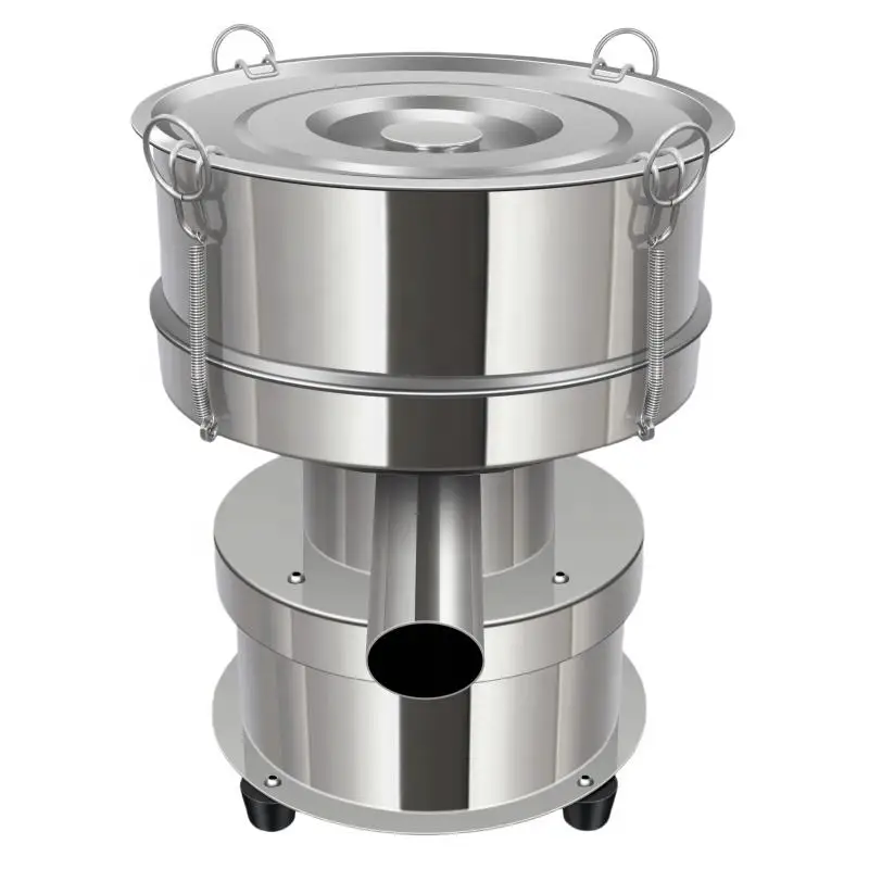 Stainless Steel 304 Rotary Vibrating Screen Separator for Food Processing, Electric Motor Driven Sieve Machine, High Precision