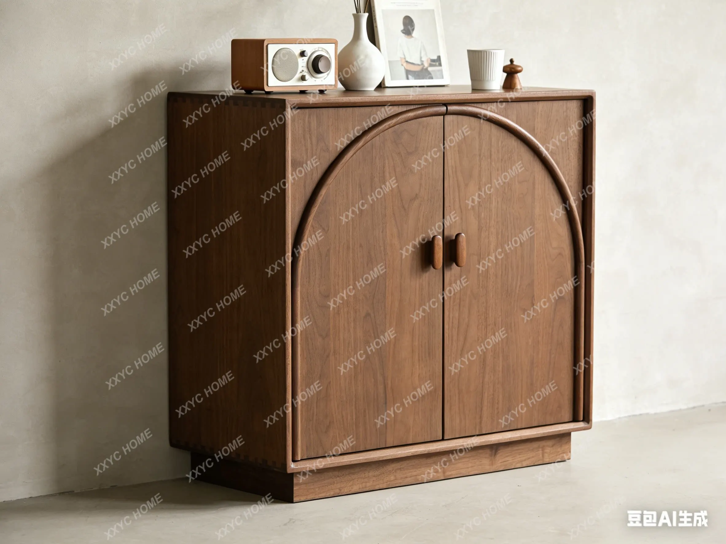 Solid wood dining side cabinet Living room locker Opposite door storage Light luxury multi-functional cabinet