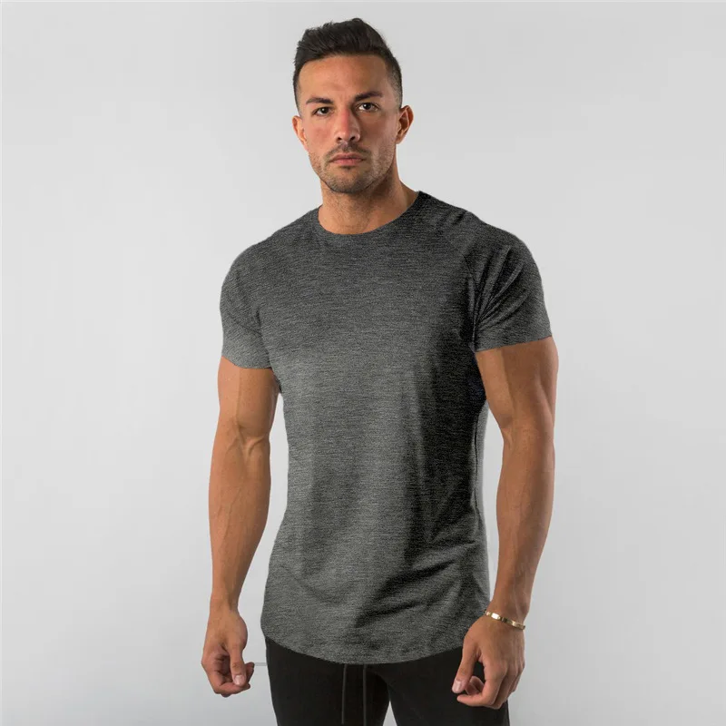 Baumwolle schlichte Tops T-Shirts Fitness Herren T-Shirt Kurzarm Muskel Jogger Bodybuilding T-Shirt männliche Sport kleidung Slim Fit Shirt