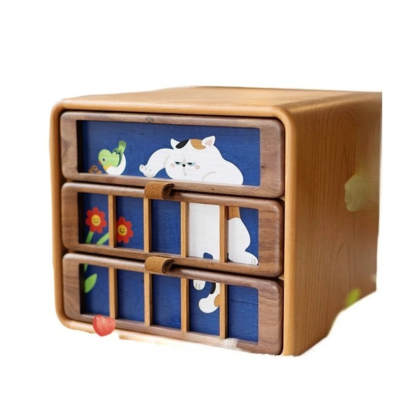 For Naughty Cat Storage Cabinet Desktop Sundries Accessories Multi-layer Storage Box