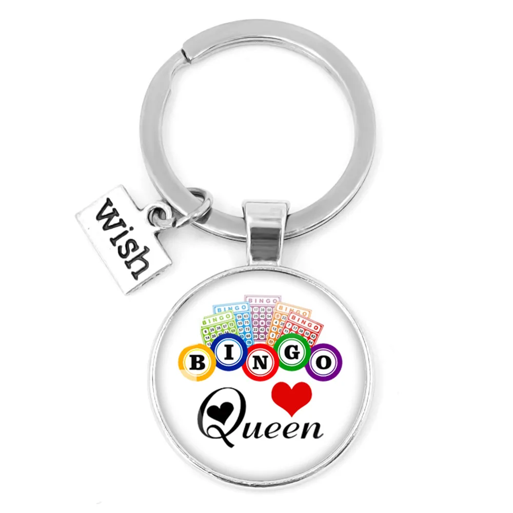 

Bingo Shake Those Balls Bingo Queen Game Bingo Balls Pattern Glass Cabochon Keyring Circular Pendant Keychain Jewelry Gifts