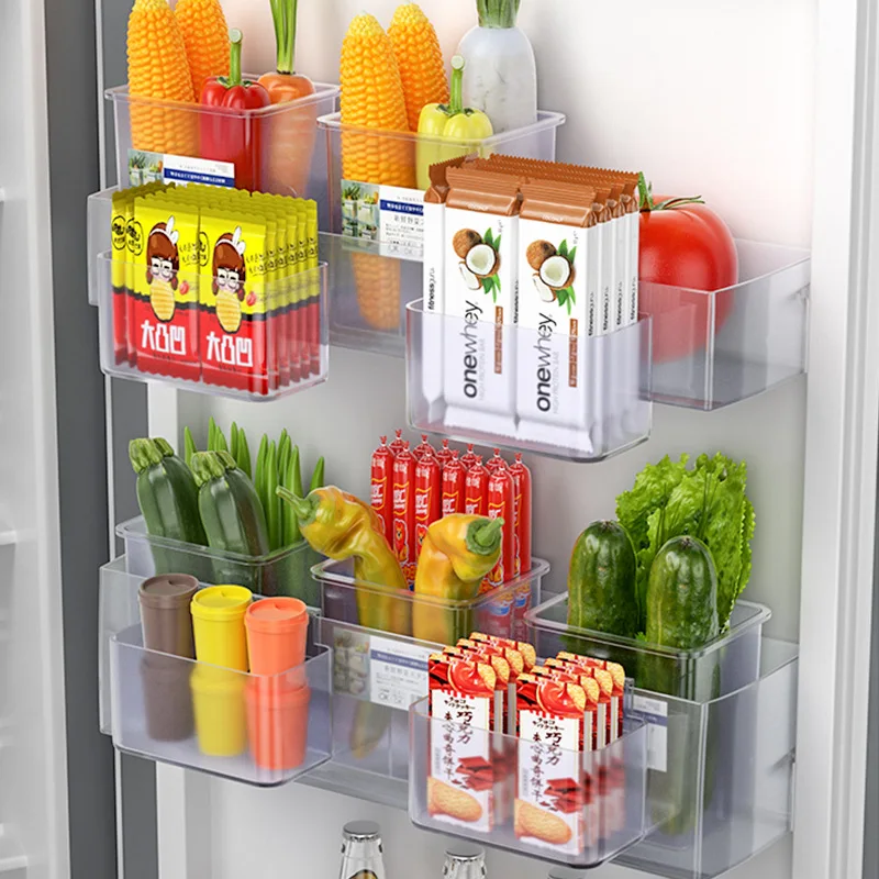 Side Storage Door Upper Box Separately Packed And Sorted Multi Function Kitchen Organizers Storage Basket Wall-mounted